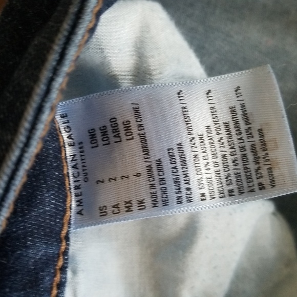 American Eagle Size 2 Long High Rise Jegging Stretch Denim Destructed - Picture 3 of 3